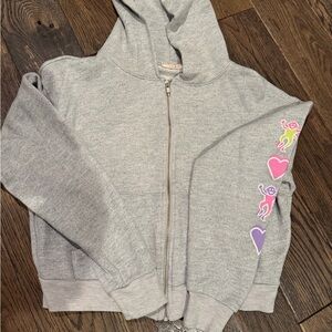 Roller Rabbit Gray Hoodie with colorful sleeve and back Accents Wmns size S